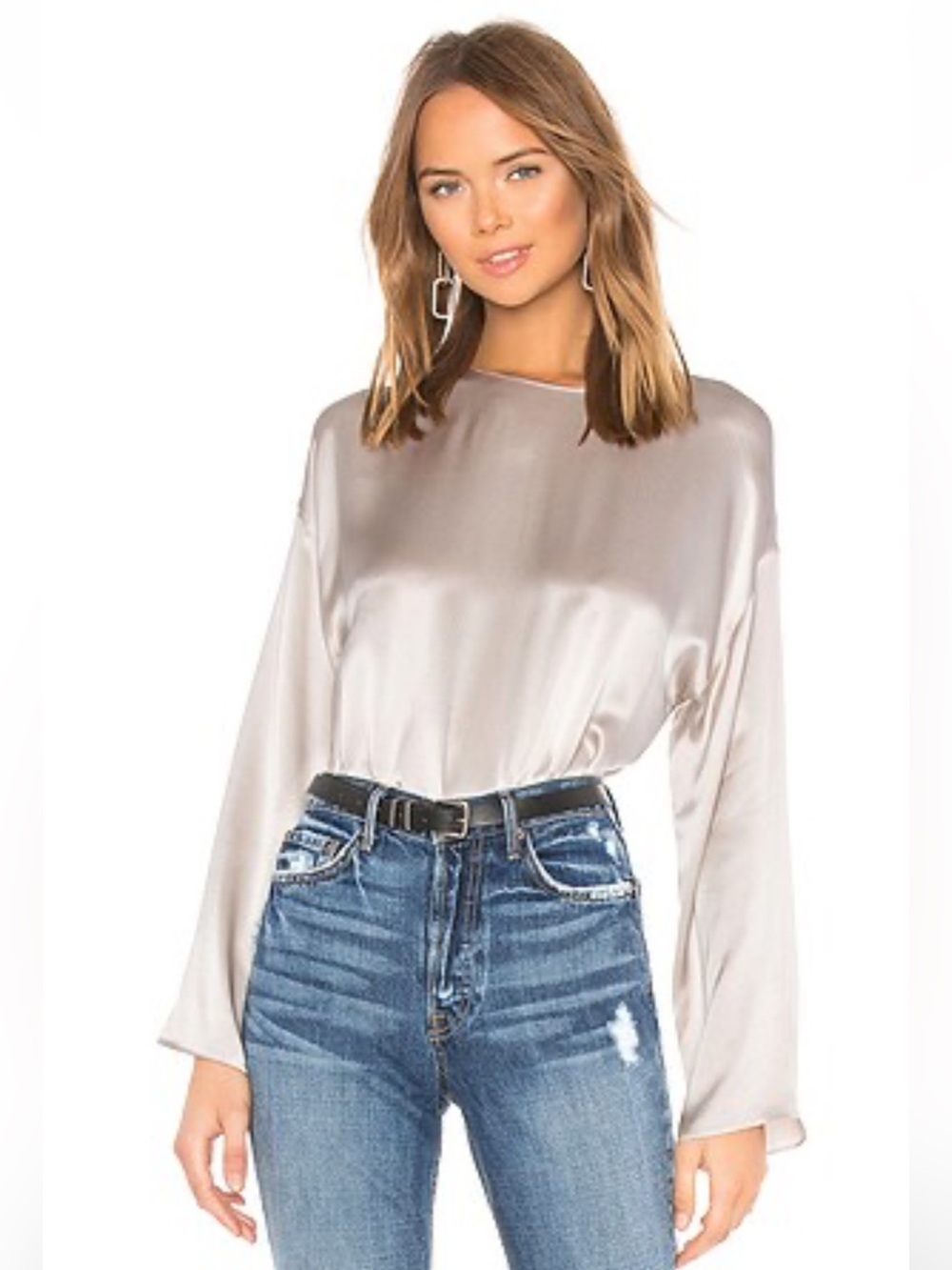 Vince Flowy Silk Long-Sleeve Blouse